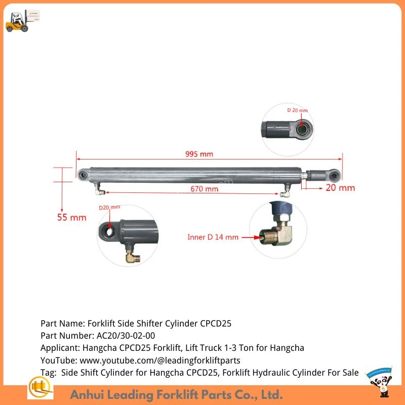 Hangcha Cpcd25 Forklift Side Shifter Cylinder for Sale Aftermarket Forklift Parts Manufacturer