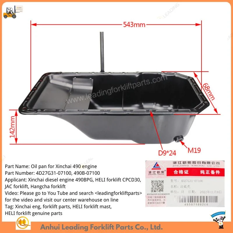 Zhejiang Xinchai 490 Diesel Engine Parts Oil Pan for Heli Forklift Engine